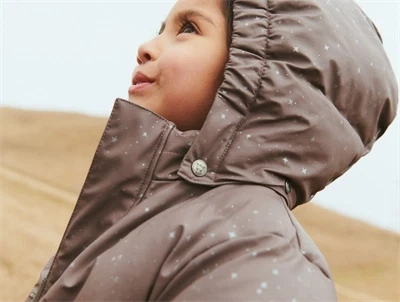 Wheat PU pufferjakke i purple stone stars med aftagelig hætte