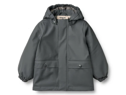 Wheat termo egnjakke i greyblue set forfra med hætte