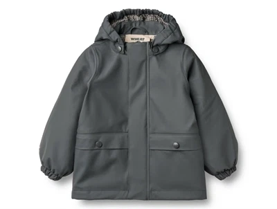 Wheat termo egnjakke i greyblue set forfra med hætte