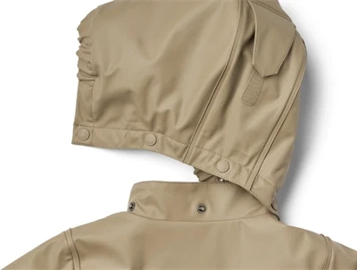 Wheat termo regnjakke i beige nuance med aftagelig hætte detalje