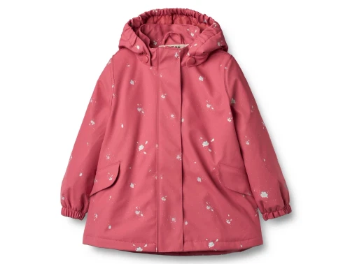 Wheat termo regnjakke i floating flowers med A-facon set forfra