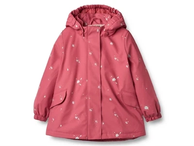 Wheat termo regnjakke i floating flowers med A-facon set forfra