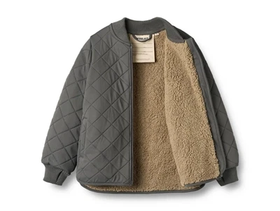 Wheat termo jakke åben med teddyfoer og refleksdetaljer