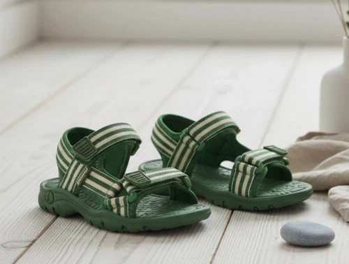 Bisgaard sandal Addie grøn med striber