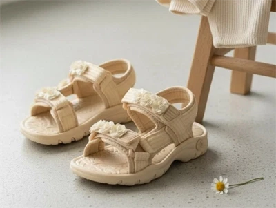 Bisgaard sandal Franca daisy råhvid med blomster
