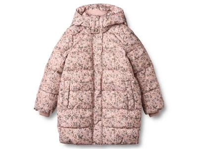 Wheat pufferfrakke i rose powder flowers set forfra