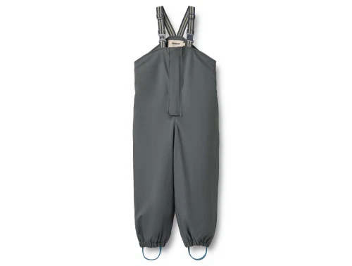 Wheat thermo regnbukser greyblue med elastiske seler set forfra