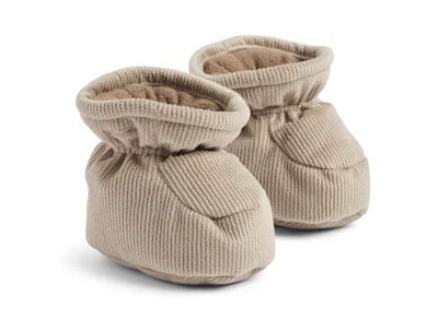 Wheat puffer baby booties i grey stone med fløjl