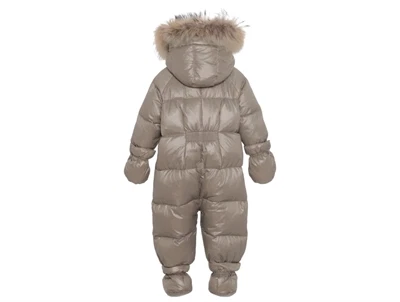 Ver de Terre baby wintersuit beige med hætte og pels bagside