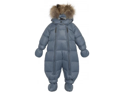 Ver de Terre baby wintersuit blå med pelskant front