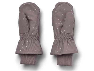 Wheat luffer purple stone stars med ribkant og stjernetryk set bagfra