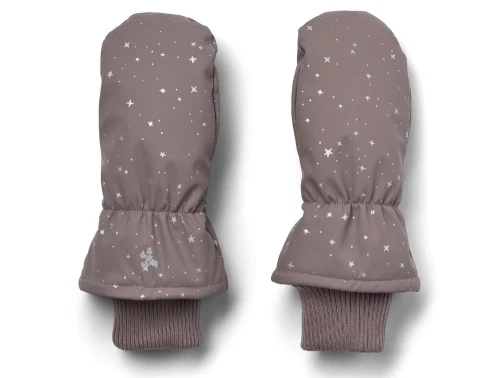 Wheat luffer purple stone stars med ribkant og stjernetryk set forfra