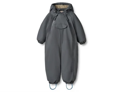 Wheat flyverdragt greyblue med fleecefoer og dobbeltlynlås set forfra