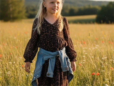 Creamie kjole flower dobby black