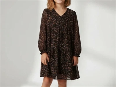 Creamie kjole flower dobby black