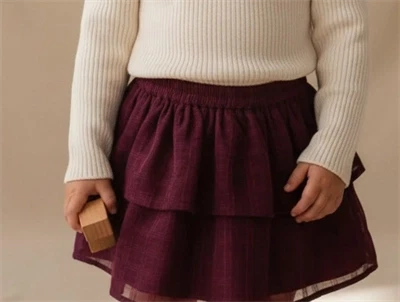 Creamie nederdel chiffon checks fig