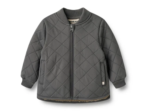 Wheat thermo jakke i farven black sea set forfra