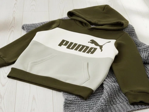 Puma hoodie deep olive colorblock