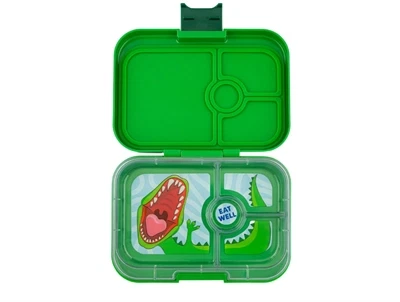 Yumbox Panino bento madkasse grøn/dinosaur med 4 rum