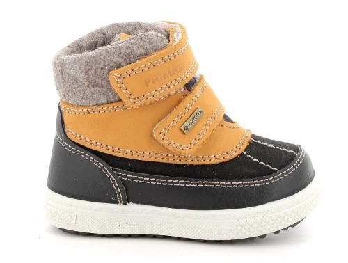 Primigi vinterstøvle gul og sort til baby med velcroPrimigi vinterstøvle med udtagelig filtindersål