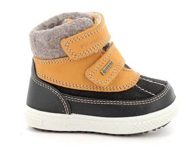 Primigi vinterstøvle gul og sort til baby med velcroPrimigi vinterstøvle med udtagelig filtindersål