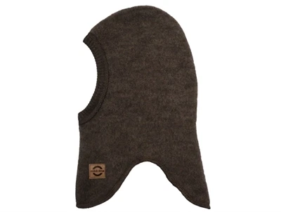 Mikk-Line uld elefanthue mørkebrun melange set forfra