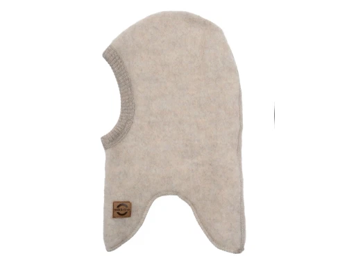 Mikk-Line balaclava i melange offwhite uld set forfra