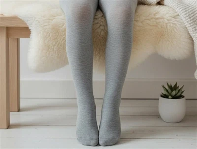 Melton strømpebukser light grey melange i bambusviskose