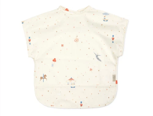 Cam Cam Copenhagen hagesmæk med korte ærmer i råhvid nuance med carousel print