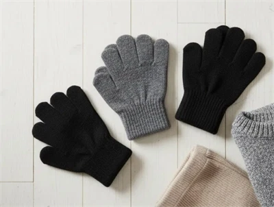 Mikk-line black/antrazite fingervanter uld/kunst (3-pak)