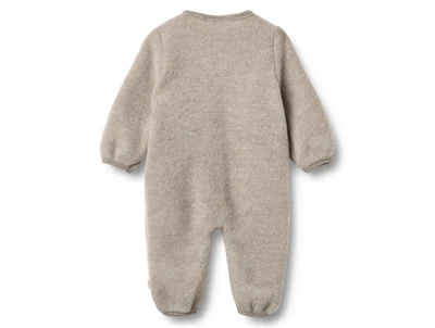 Wheat Wool fleece heldragt khaki melange set bagfra