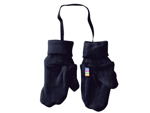 Joha marinefarvede uld vanter med snor