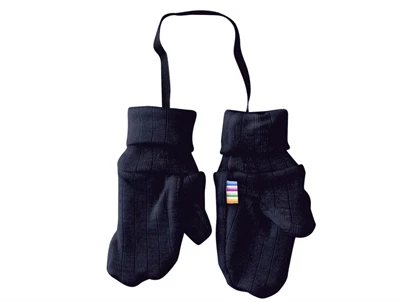 Joha marinefarvede uld vanter med snor