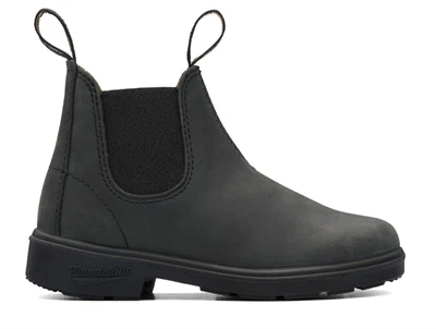 Blundstone børnestøvle i rustic black læder set fra siden