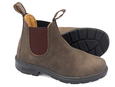 Blundstone Blunnies børne chelsea støvle rustik brun læder set i par