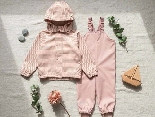 Bundgaard Cali regnsæt vintage rose stribet med seler