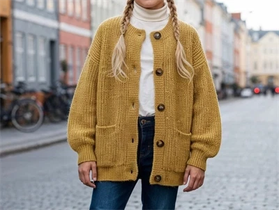 Sofie Schnoor Girls strikcardigan dusty yellow