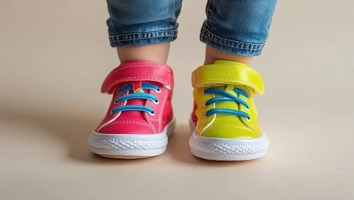 Søde farverige børnesko i rigtig størrelse
