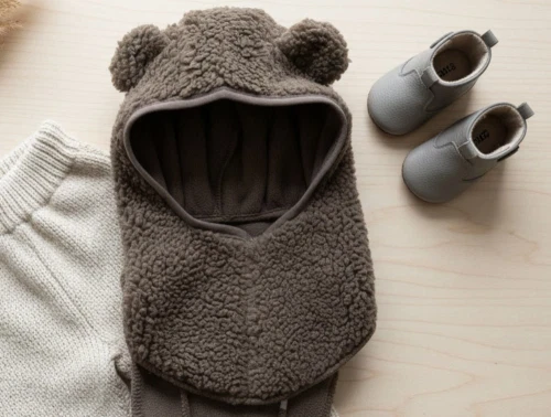 Mini A Ture elefanthue Jeffi teddyfleece morel grey