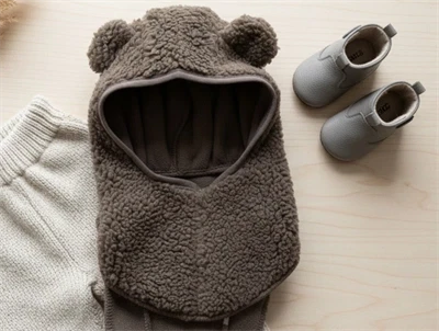 Mini A Ture elefanthue Jeffi teddyfleece morel grey