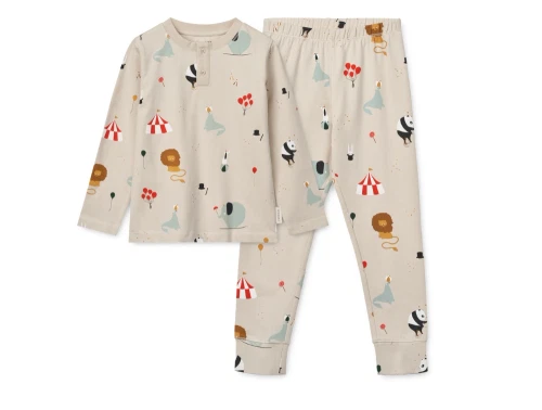 Liewood Wilhelm pyjamas i sandy med cirkusprint