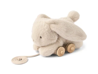 Liewood kanin trækdyr i farven mist med bløde ører og træhjul