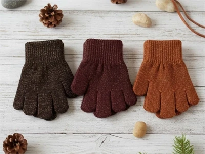 Mikk-line ginger bread mix glitter fingervanter uld/nylon (3-pak)