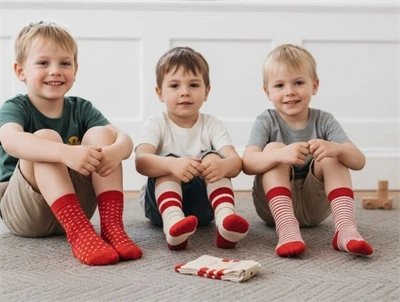 Minipop bright red mix strømper bambus (3-pak)