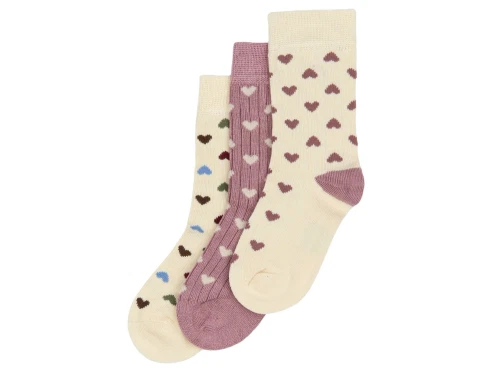 3-pak bambusstrømper med hjerter fra MiniPop heart mix