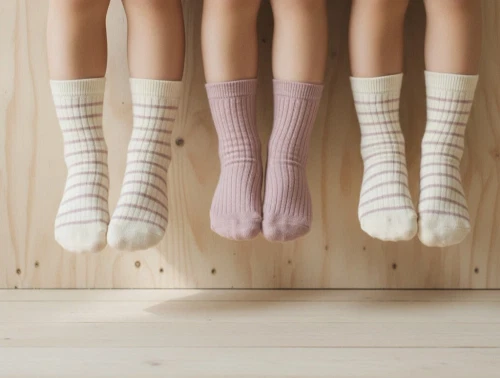 Minipop strømper rosa/råhvid bambus (3-pak)