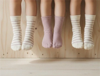 Minipop strømper rosa/råhvid bambus (3-pak)