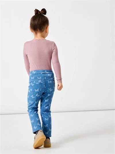 Name It medium blue denim butterfly legging
