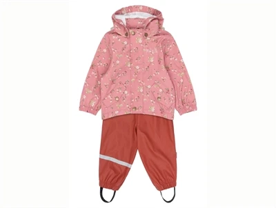 Petit Piao regnsæt dusty rose med jordbærprint