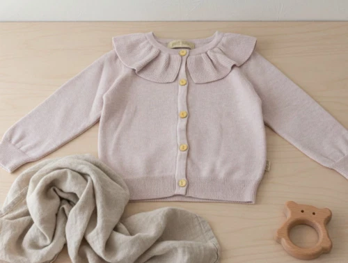 Petit Piao cardigan light rose melange collar